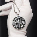 Double-Sided Pattern St. Benedict Symbol Necklace