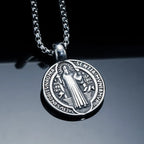 Double-Sided Pattern St. Benedict Symbol Necklace