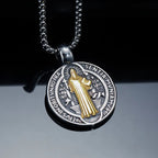 Double-Sided Pattern St. Benedict Symbol Necklace