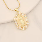 Exquisite Blessed Mary Micro-inlaid Zircon Necklace
