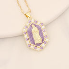 Exquisite Blessed Mary Micro-inlaid Zircon Necklace