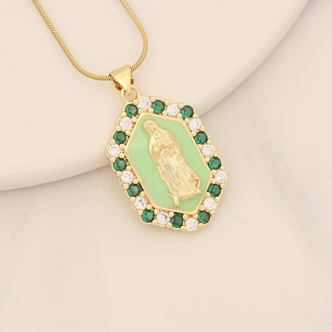 Exquisite Blessed Mary Micro-inlaid Zircon Necklace
