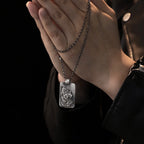 Retro Pray Hands Silver Medal Faith Necklace