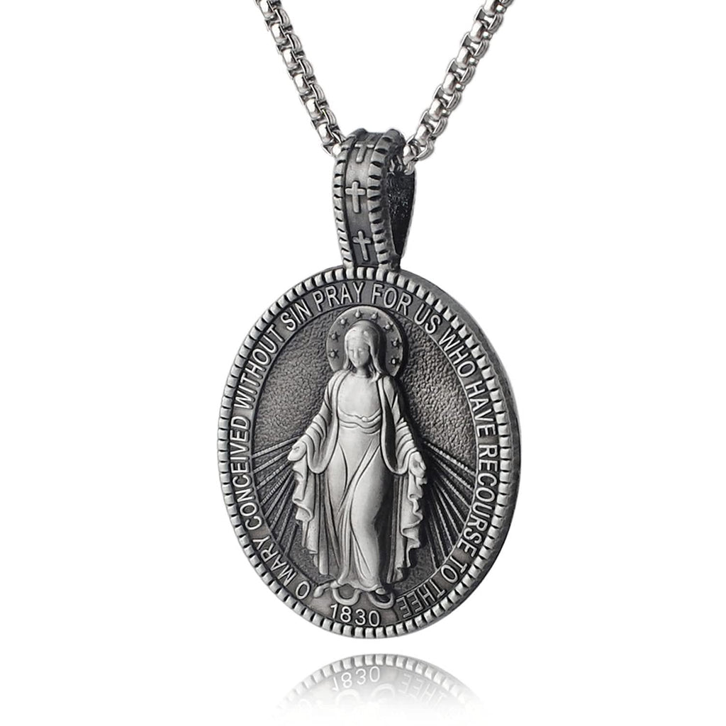 Miraculous Virgin Mary Medallion Pendant Necklace