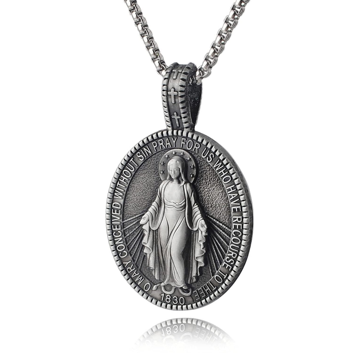 Miraculous Virgin Mary Medallion Pendant Necklace