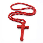 Jesus Cross Wooden Necklace