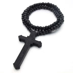 Jesus Cross Wooden Necklace