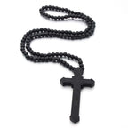 Jesus Cross Wooden Necklace
