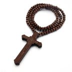 Jesus Cross Wooden Necklace