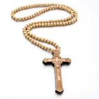 Jesus Cross Wooden Necklace