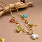 Casual Style Our Lady of Guadalupe Turquoise Cross Chocker Necklace