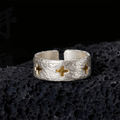 Minimalist Style Cross Adjustable Sterling Silver Ring