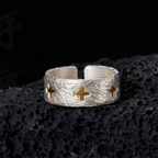 Minimalist Style Cross Adjustable Sterling Silver Ring