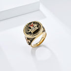 Retro Style Cross & Crown Titanium Ring
