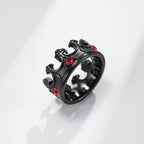 Retro Style Red Gem Papal Crown Cross Titanium Ring