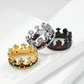 Retro Style Red Gem Papal Crown Cross Titanium Ring