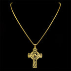 Multi-element Style Eucharist Halo Grapevine Cross Necklace
