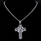 Multi-element Style Eucharist Halo Grapevine Cross Necklace