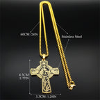 Multi-element Style Eucharist Halo Grapevine Cross Necklace