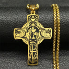 Multi-element Style Eucharist Halo Grapevine Cross Necklace