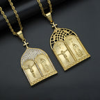 Classic Style Jesus & Our Lady Church Door Necklace