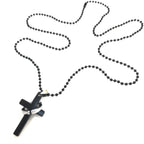 Minimalist Style Cross Ring Black Pendant Alloy Necklace