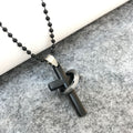 Minimalist Style Cross Ring Black Pendant Alloy Necklace