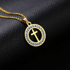 2 Minimalist Style Cross Golden Pendant Stainless Steel Necklace