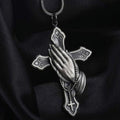 Classic Style Praying Hands Cross Pendant Titanium Necklace