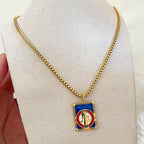 Modern Style Colorful St. Benedict Square Medal Pendant Necklace