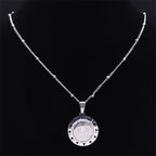 Retro Style Gem-set St. Benedict Medal Pendant Necklace