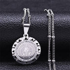 Retro Style Gem-set St. Benedict Medal Pendant Necklace