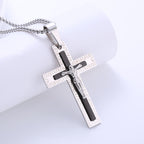 Retro Style Triple Layer Crucifix Pendant Titanium Necklace