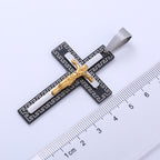 Retro Style Triple Layer Crucifix Pendant Titanium Necklace