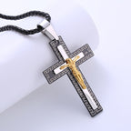 Retro Style Triple Layer Crucifix Pendant Titanium Necklace