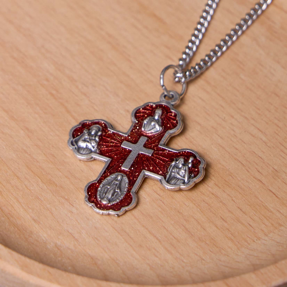 Classic Style Carmelite Five-in-One Four-Way Cross Pendant Alloy Necklace