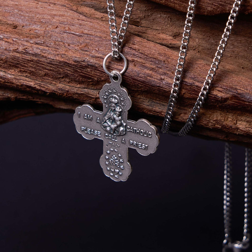 Classic Style Carmelite Five-in-One Four-Way Cross Pendant Alloy Necklace