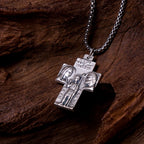 Classic Style Jesus Mary Joseph Guardian Cross Pendant Alloy Necklace