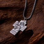 Classic Style Jesus Mary Joseph Guardian Cross Pendant Alloy Necklace