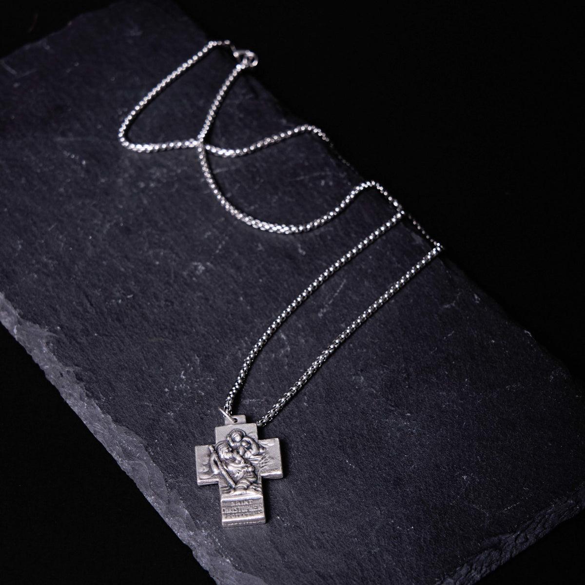 Classic Style Jesus Mary Joseph Guardian Cross Pendant Alloy Necklace