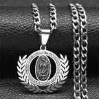 Classic Style Olive Branch with Our Lady of Guadalupe Rhinestones Pendant Necklace
