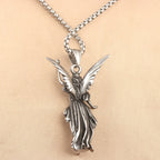 Classic Style Heavenly Protection Guardian Angel Titanium Pendant Necklace