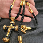Luxury Style Crucifix Jesus Cross Black-gold Alloy Pendant Necklace