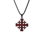 Hip-hop Style Jerusalem Cross Titanium Steel Pendant Necklace
