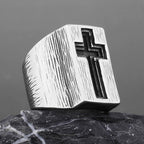 Retro Minimalist Style Broadside Cross Ring