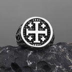 Retro Minimalist Style Jerusalem Cross Ring