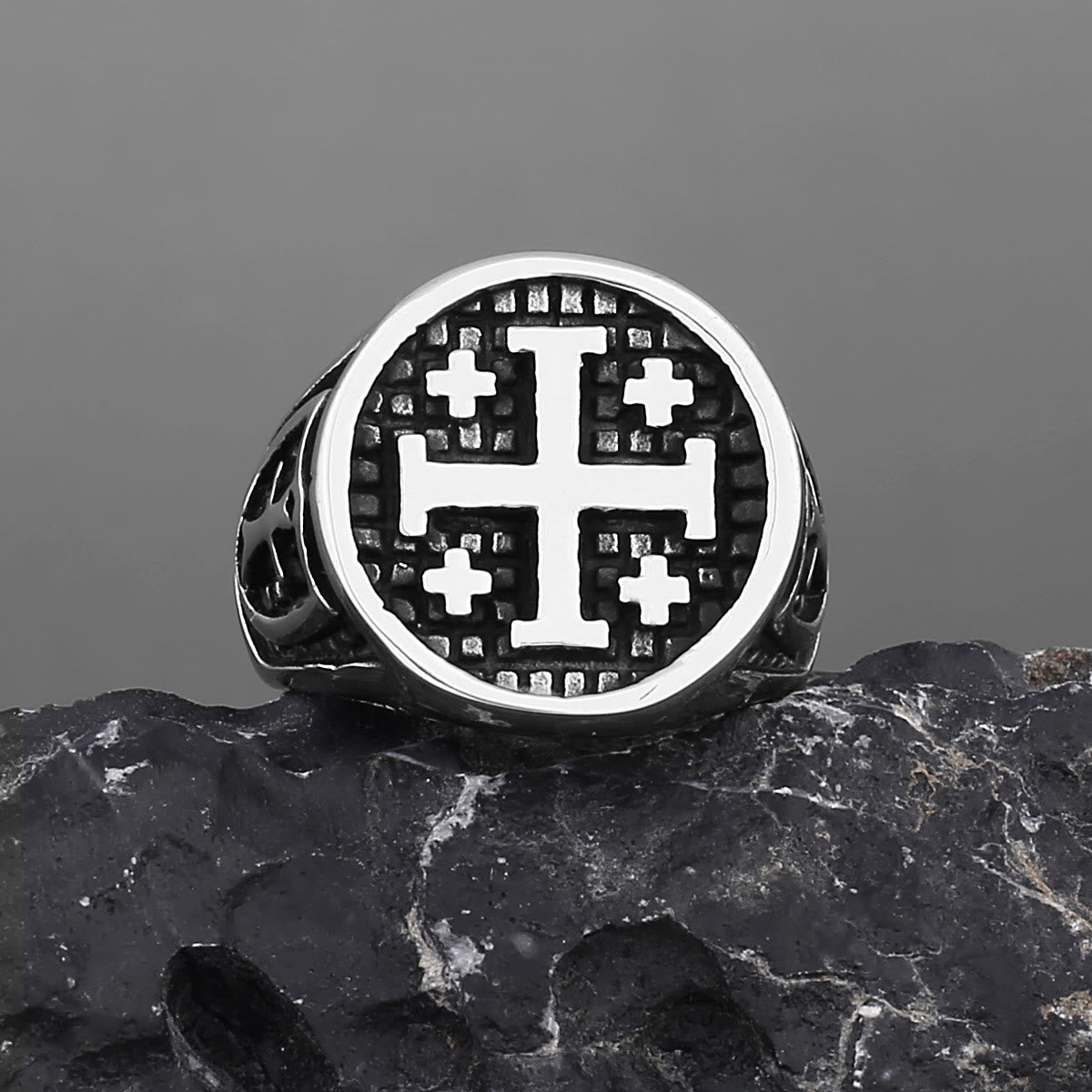 Retro Minimalist Style Jerusalem Cross Ring