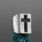 Retro Minimalist Style Broadside Cross Ring