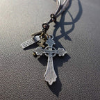 Retro Classic Style Crucifix Pendant Leather Rope Necklace