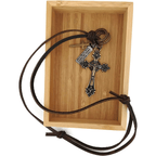 Retro Classic Style Crucifix Pendant Leather Rope Necklace